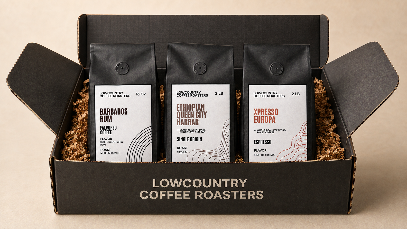 Coffee subscription box with coffee bags