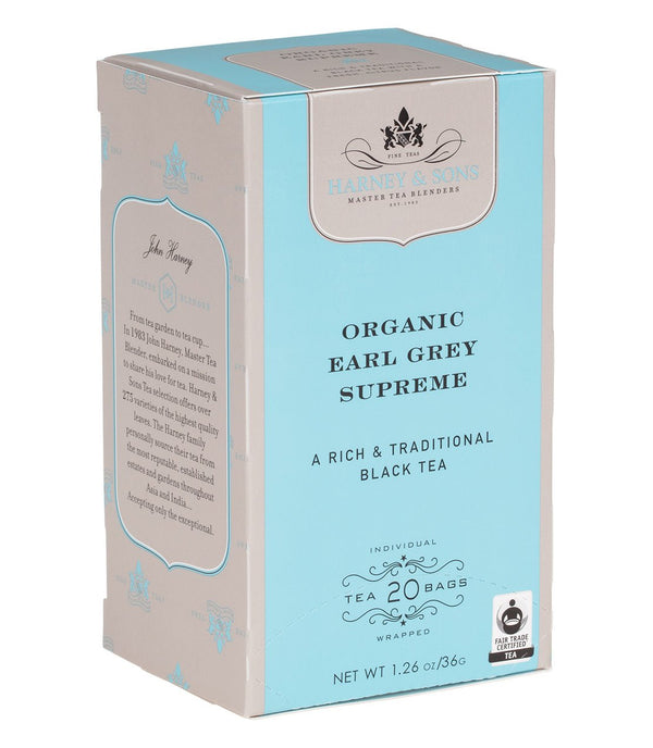 Organic Earl Grey Supreme, Box of 20 Premium Teabags - Lowcountry Coffee Roasters